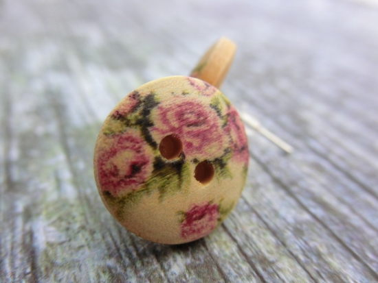 Holzknopf Ohrstecker Blumen Rosen Blüte